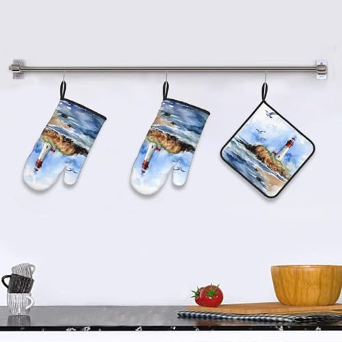 DXTKWL 3-Piece Heat-Resistant Oven Mitts Pot Holders for Safe Cooking