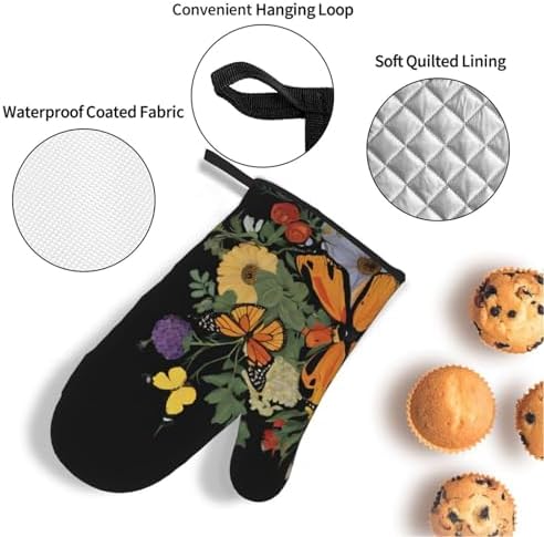 Beautiful Butterfly Oven Mitts Set