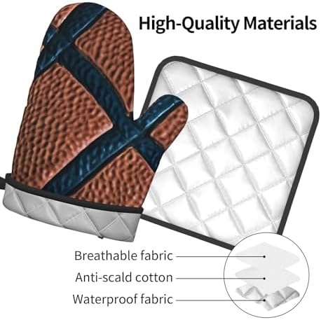 Basketball-Powered Oven Mitts Pot Holders Set