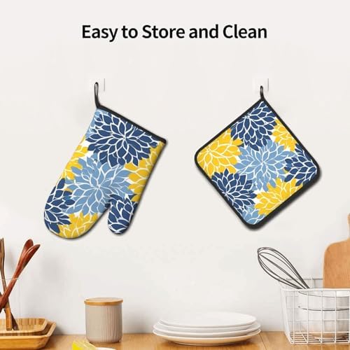 Dahlia Pinnata Oven Mitt Pot Holder Set