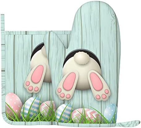 Easter Bunny Oven Mitts Set of 2 - White Adorn Your Kitchen