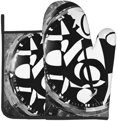 Musical Theme Oven Mitt Pot Holder Set
