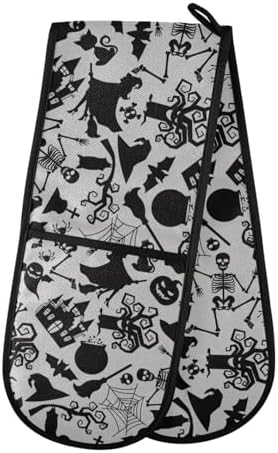 Black Halloween Double Oven Mitts with Pumps