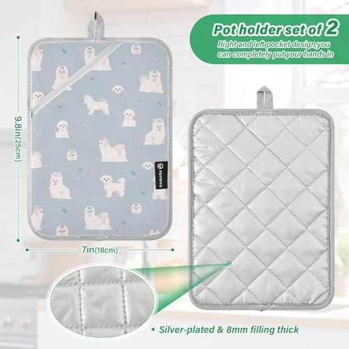 Premium Heat-Resistant Potholder Set for Maltese Dogs