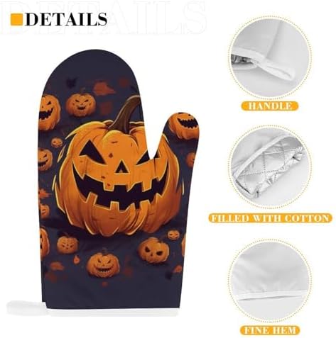 Halloween Pumpkin Oven Mitts Pot Holders Set for Cooking
