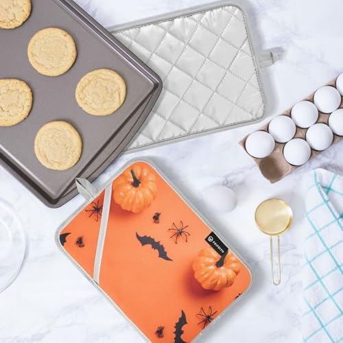 OURVII 2Pcs Halloween Pumpkin Pot Holders Set