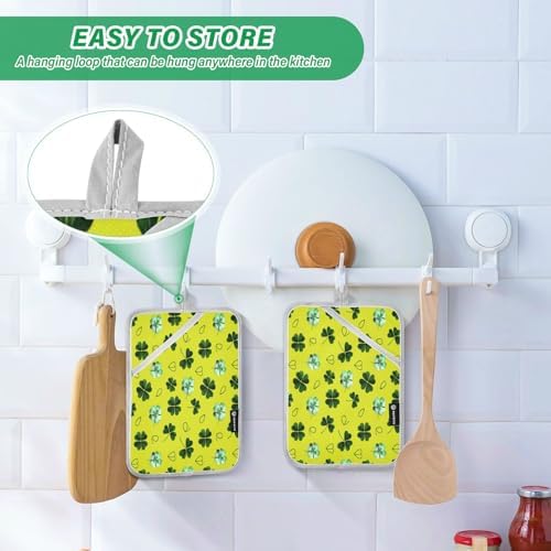 Kcldeci Green Clover Leaves 2Pack Heat Resistant Oven Mitts Potholders