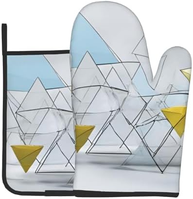 Quopvn Abstract Geometric Pattern Oven Mitts 2pcs Set