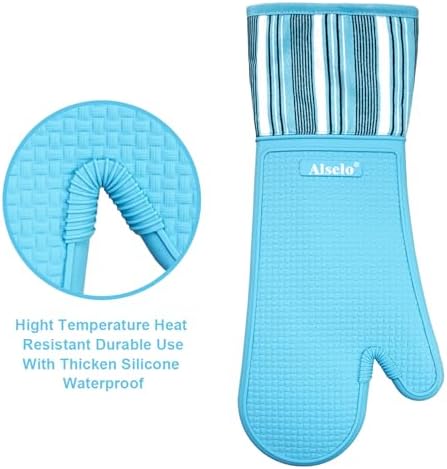 Alselo Oven Mitts Heat Resistant Silicone for 550 Degrees