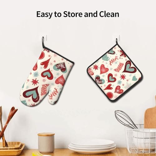 Perfect Heart-Shaped Oven Mitts and Pot Holders 2-Pack