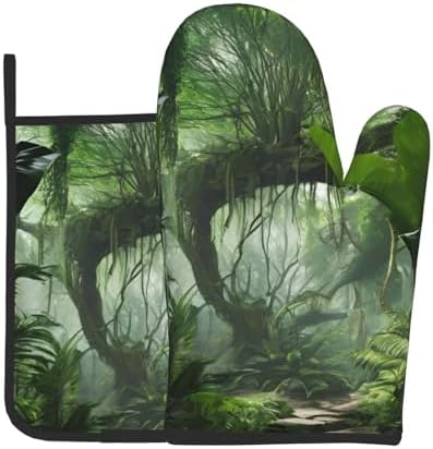 Quopvn Tropical Rainforest Oven Mitts Pot Holders