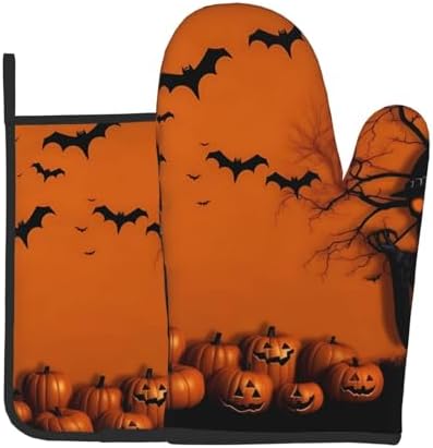 Orange Halloween Oven Mitts Set of 2