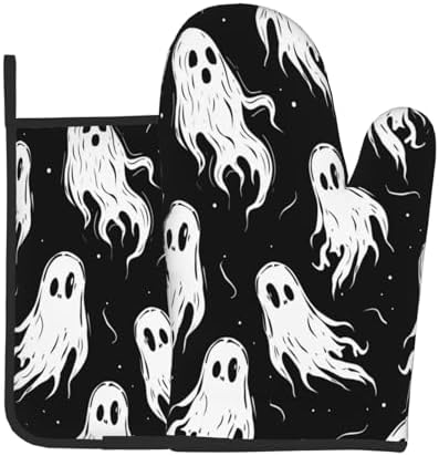 Gothantine Halloween Ghost Oven Mitts Pot Holders Set