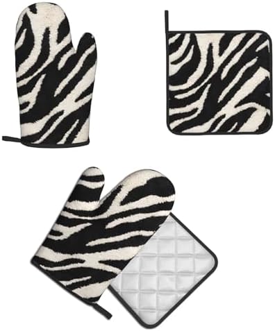 Zebra Animal Print Oven Mitts Set