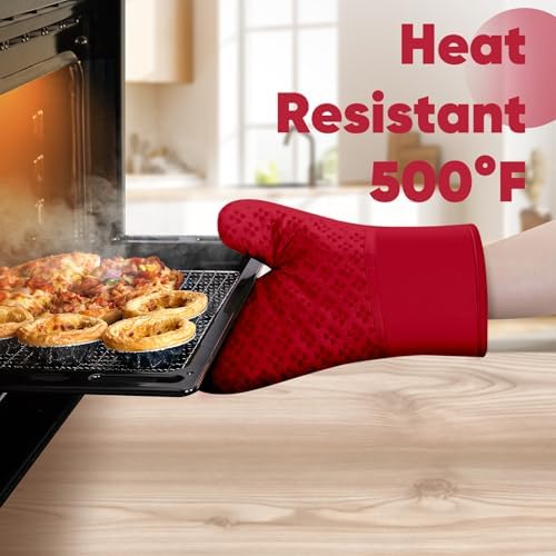 Premium Oven Mitts Set - Heat Resistant Silicone Grip for Cooking Baking