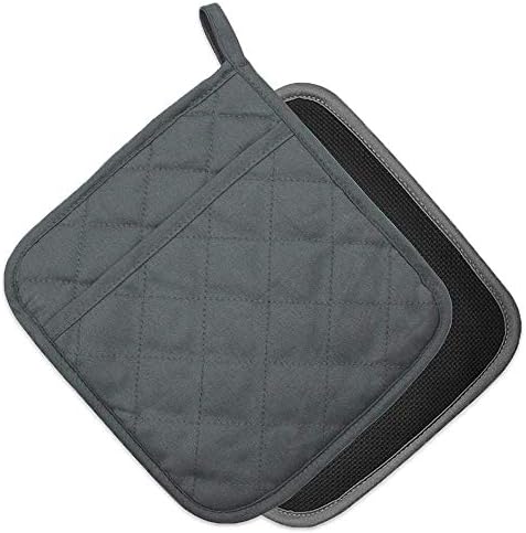 2x Gray Pot Holders Heat Resistant Oven Mitts for Kitchen Use