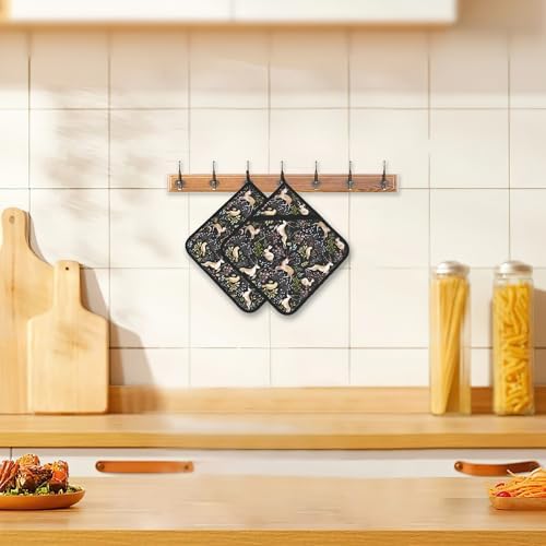 2PCS Forest Deer Potholders Heat-Resistant