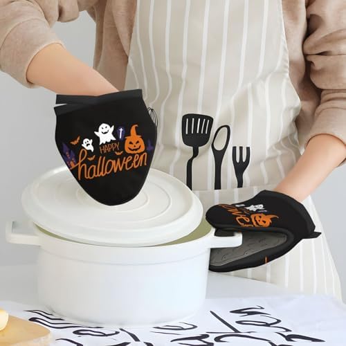 Happy Halloween silicone oven mitts