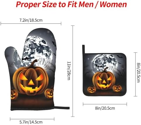 EKYSHCZ Halloween 3-Piece Heat Resistant Oven Mitts Potholders Set