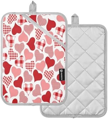 Kcldeci Check Hearts 2-Pack Pot Holder Set
