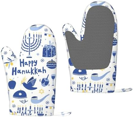 Happy Hanukkah Oven Mitts with Silicone