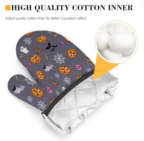 Pumpkin Spice Halloween Oven Mitts Pot Holders Set of 4