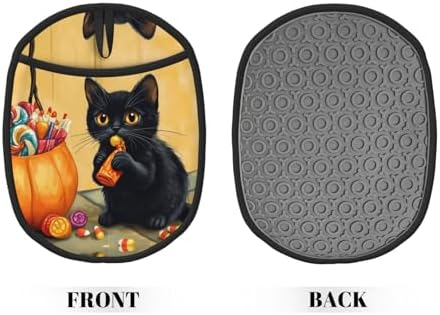 Halloween Cute Black Cat Pot Holder Heat-Resistant Oven Mitt for Kitchen