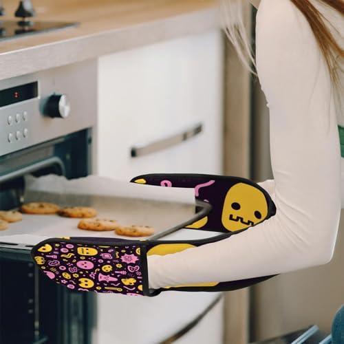 Halloween Abstract Ghosts Double Oven Mitts