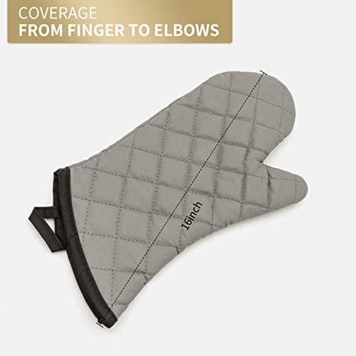 ARCLIBER Quilted Terry Cloth Oven Mitts Heat Resistant Extra Long 16 Inch