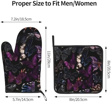Quopvn Butterly Printed Oven Mitts and Pot Holders Set 2pcs