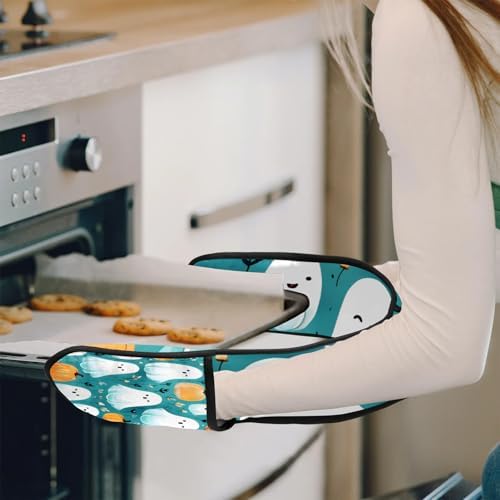 Gublec Halloween Ghosts Double Oven Mitts