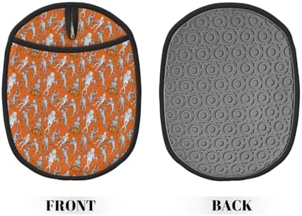 Premium Heat-Resistant Silicone Pot HoldersHalloween Mummy Oven Mitts with Hanging Loop