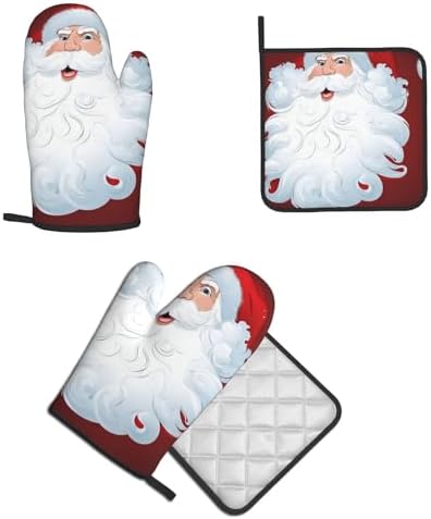 Christmas Day Printed Oven Mitts and Pot Holders 2 Piece Set