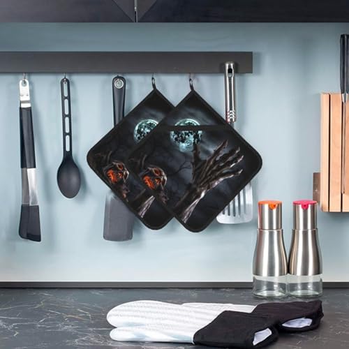 Zombie Hand Dark Halloween Potholder Set