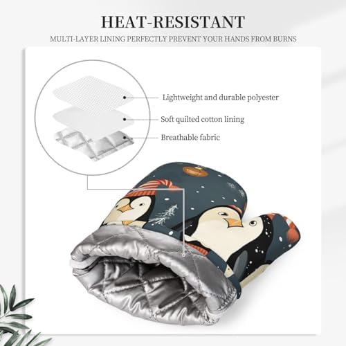 NonhailSilicone Oven Mitts and Potholders Set 500F Heat Resistance Christmas Gifts