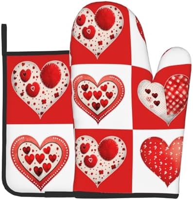 Valentines Day Love Oven Mitt and Pot Holder Set