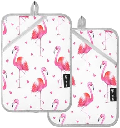 Flamingo Hearts Pot Holders 2-Pack