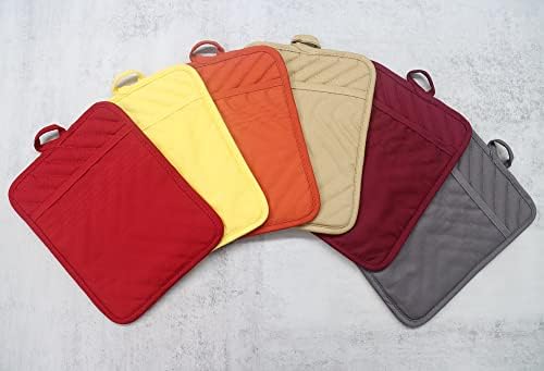 7x9 Red Oven Pot Holder with Pocket Heat-Resistant Cotton Potholder
