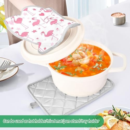 Kcldeci Cute Pink Flamingo Potholder Set