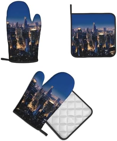 Los Angeles Skyline Prints Oven Mitt Pot Holder Set