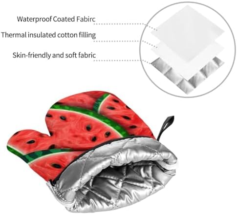 Quopvn Red Watermelon Printed Oven Mitts and Pot Holders 4-Piece Set