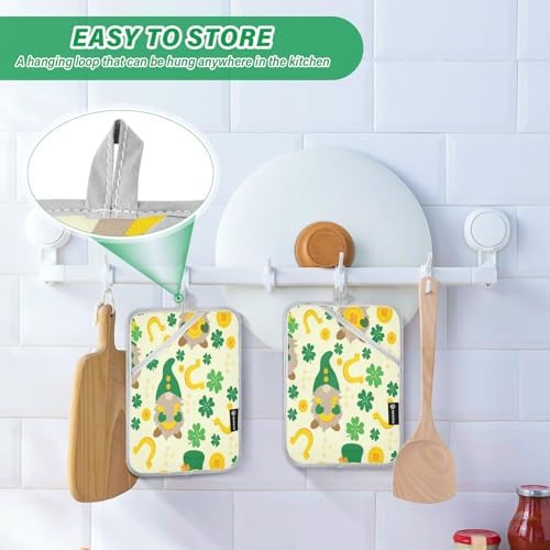 Kcldeci Clover Leaf Lucky Green Oven Mitts 2Pack