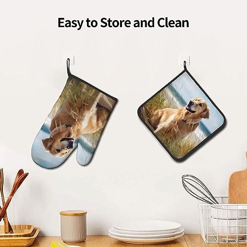 Golden Retriever Oven Mitts and Pot Holders Quopvn