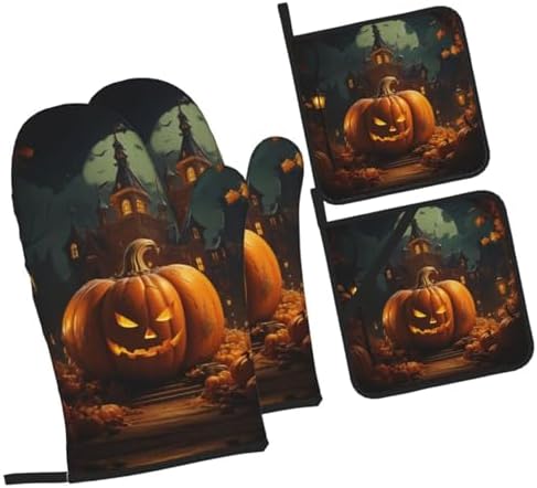 Thick Halloween Oven Mitts Set