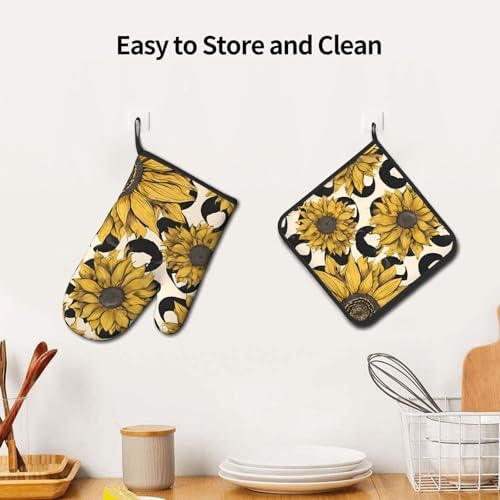 Sunflower Oven Mitts Set - 2-Piece Heat-Resistant KitchenP_globes