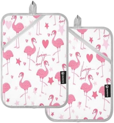 Kcldeci Cute Pink Flamingo Potholder Set