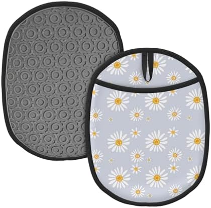 Daisy-Printed Silicone Potholders