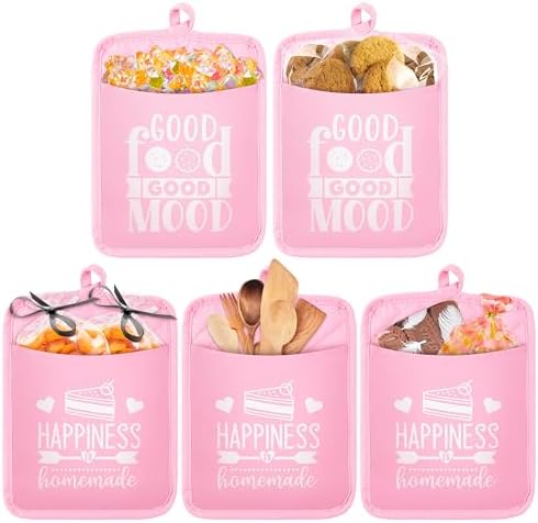 GROBRO7 5-Piece Gradient Pink Cotton Potholders Set
