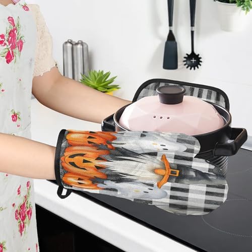 TropicalLife Halloween Pumpkin Ghost Oven Mitts 4Pcs Set