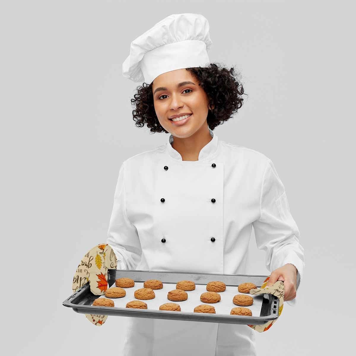 Mxocom Thanksgiving Oven Mitts Pot Holders Set Maple Oak Leaves